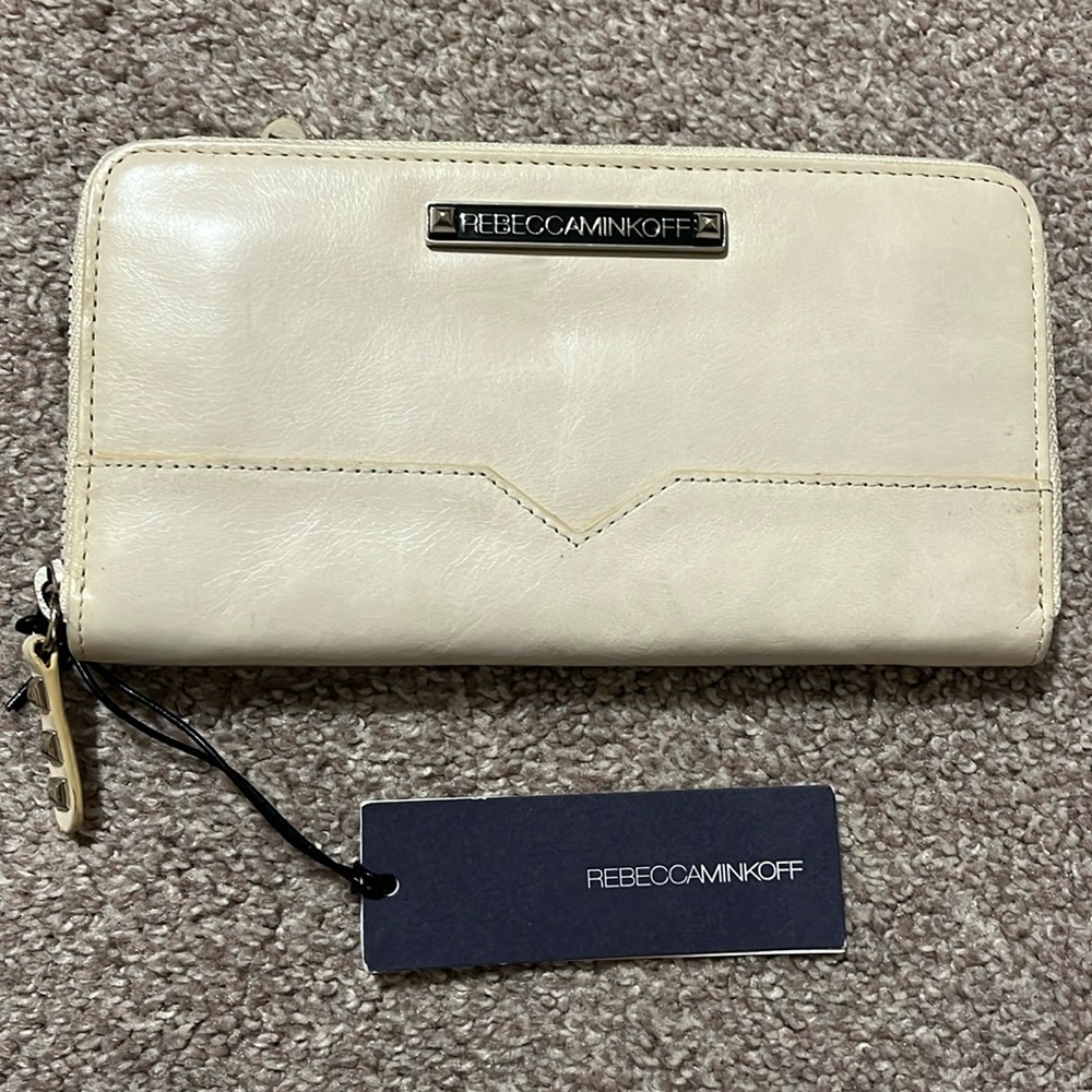 Rebecca Minkoff large zip around wallet in Vanilla